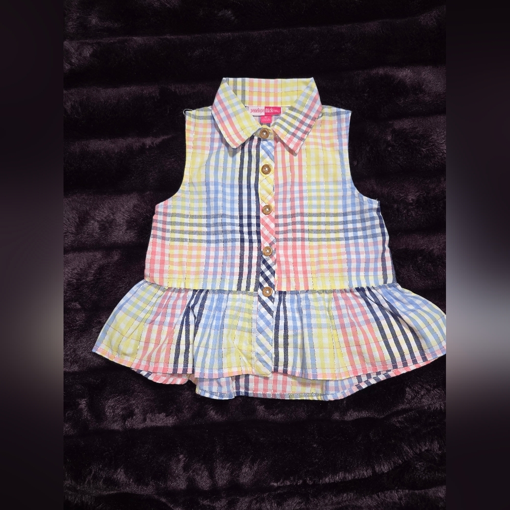 Rainbow Multicolor Plaid Sleeveless Top